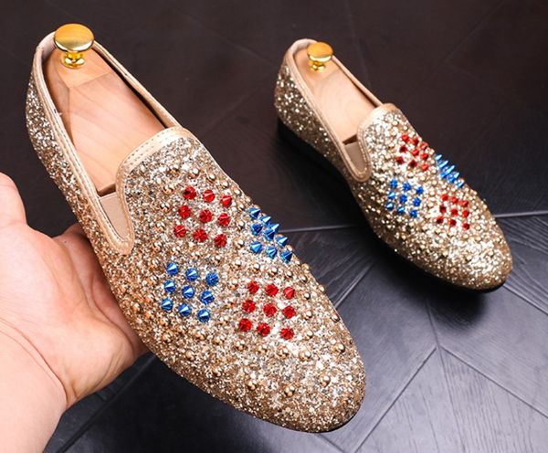 men's luxury sneakers spring glitter rhinestone low casual flats shoes male crystal punk loafers zapatos hombre b82, Black
men's luxury sneakers spring glitter rhinestone low casual flats shoes male crystal punk loafers zapatos hombre b82, Black