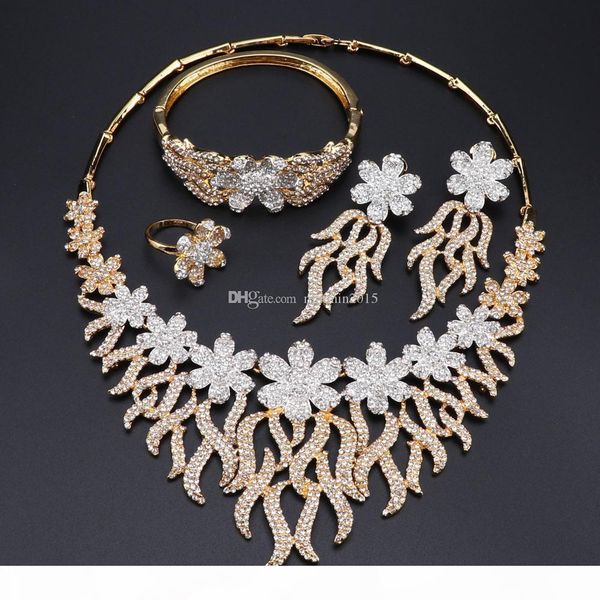 trend african classic women jewelry gold color necklace earrings bracelet ring set wedding flower style jewelry set, Slivery;golden
trend african classic women jewelry gold color necklace earrings bracelet ring set wedding flower style jewelry set, Slivery;golden