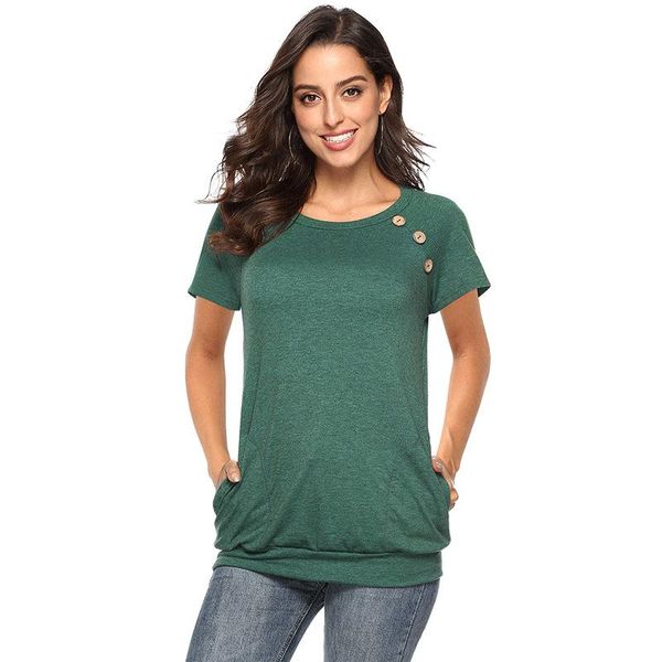 spring and autumn 2019 new t-shirt for european and american ladies with explosive round-collar pocket button short sleeves, White
spring and autumn 2019 new t-shirt for european and american ladies with explosive round-collar pocket button short sleeves, White