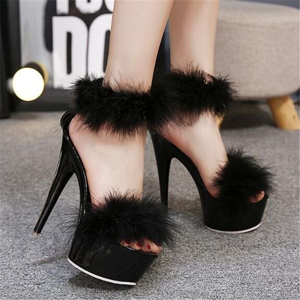 walking show 15.5cm thin high-heeled women sandals pu buckle strap open toed waterproof platform plush party women shoes 2020, Black
walking show 15.5cm thin high-heeled women sandals pu buckle strap open toed waterproof platform plush party women shoes 2020, Black