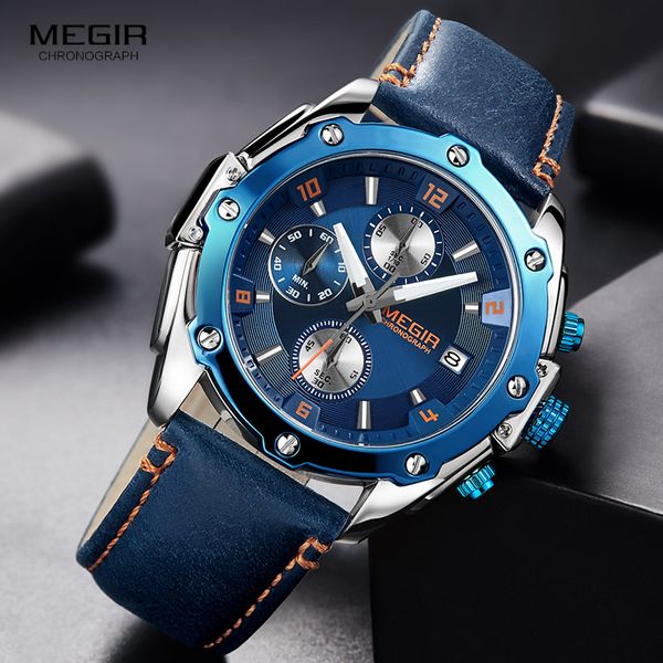 megir men's chronograph quartz watches leather strap army sports casual wristwatch man relogios masculino clock 2074 blue, Slivery;brown
megir men's chronograph quartz watches leather strap army sports casual wristwatch man relogios masculino clock 2074 blue, Slivery;brown