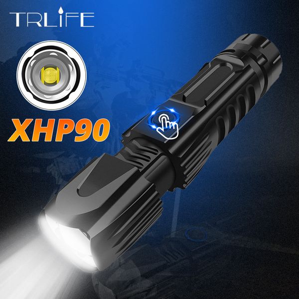 Cree Xhp90 Led Xhp70.2 Powerful Tactical Waterproof Torch Smart Chip Control With Bottom Attack Cone By 26650 Battery