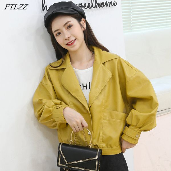 ftlzz new 2020 autumn women streetwear yellow short pu faux leather jacket turn down collar batwing sleeve coat casual outwear, Black
ftlzz new 2020 autumn women streetwear yellow short pu faux leather jacket turn down collar batwing sleeve coat casual outwear, Black
