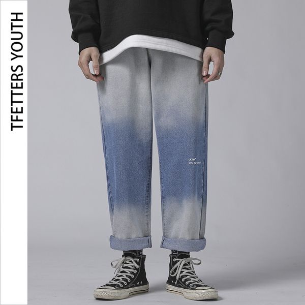 tfetters vintage mens clothing trend wide leg straight gradient jeans men korean loose color matching washed couple jeans, Blue
tfetters vintage mens clothing trend wide leg straight gradient jeans men korean loose color matching washed couple jeans, Blue