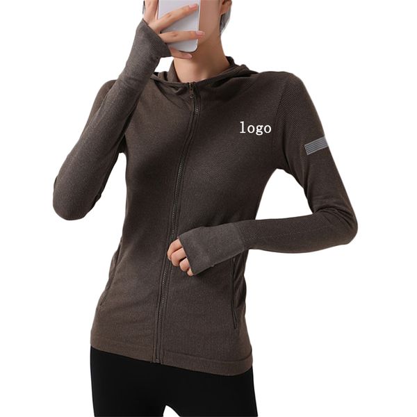 oem custom logo running jacket fitness clothing sport gym sportswear sweatshirt women hooded yoga jacket zipper, White;red