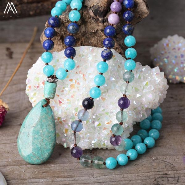 natural amazon stone water drop pendant 8mm rainbow fluorite lapis malaysian jades beads knotted handmade necklace mala jewelry, Silver
natural amazon stone water drop pendant 8mm rainbow fluorite lapis malaysian jades beads knotted handmade necklace mala jewelry, Silver