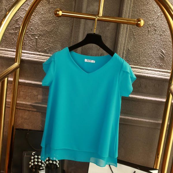 fashion brand short sleeve women's blouse summer new chiffon shirt sheer v-neck casual blouse plus size 6xl loose female, White
fashion brand short sleeve women's blouse summer new chiffon shirt sheer v-neck casual blouse plus size 6xl loose female, White
