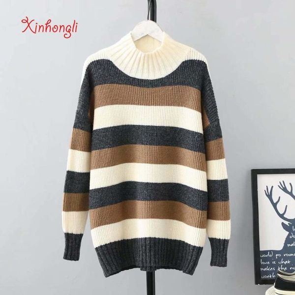 plus size striped turtleneck wool women loose sweaters 2020 new winter casual ladies knitted pullovers female oversize, White;black
plus size striped turtleneck wool women loose sweaters 2020 new winter casual ladies knitted pullovers female oversize, White;black