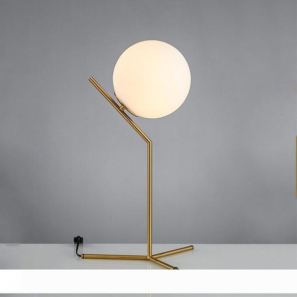 Modern Table Lamp Glass Ball Lampshade Bedside Lamp Reading Study Gold Lights Bedroom Home Deco Desk Lighting Desk Lamp
