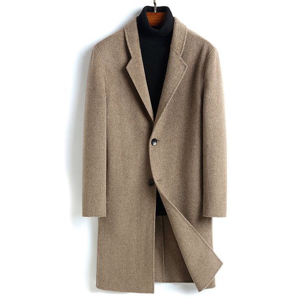 double-faced wool coat cashmere long jacket mens coats and jackets overcoat men's windbreaker manteau homme 819 kj1476, Black