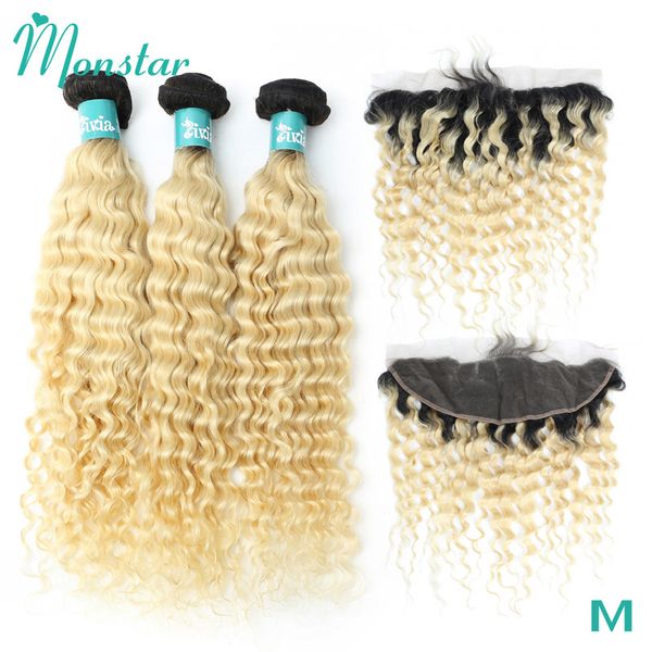 monstar brazilian hair weave human hair bundle with frontal closure deep wave remy hair 1b 613 ombre blonde bundles with frontal, Black;brown
monstar brazilian hair weave human hair bundle with frontal closure deep wave remy hair 1b 613 ombre blonde bundles with frontal, Black;brown