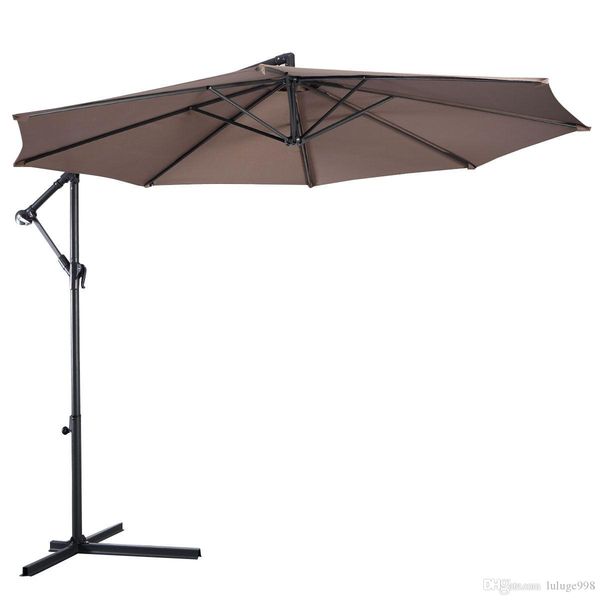 10' ft hanging umbrella patio sun shade offset outdoor market w/ cross base tan
10' ft hanging umbrella patio sun shade offset outdoor market w/ cross base tan