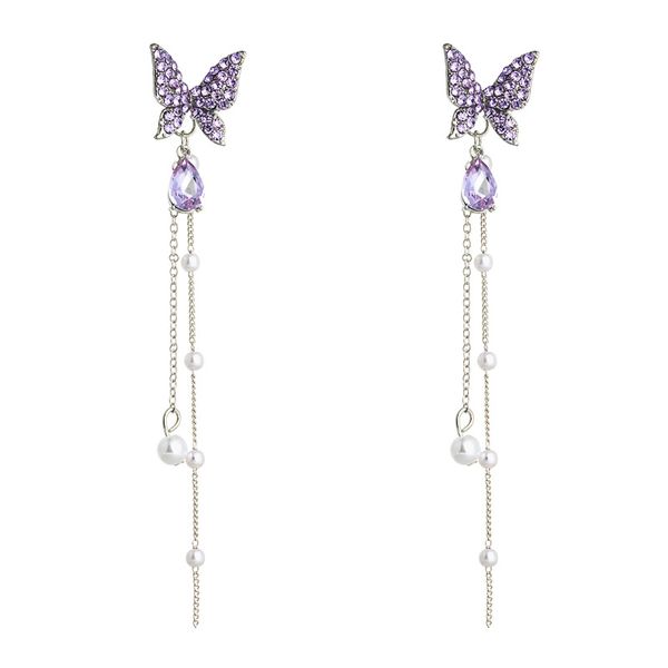 s925 silver needle ladies earrings women high-end amethyst colorful butterfly flashing diamond long tassel earrings two wearing earring, Golden
s925 silver needle ladies earrings women high-end amethyst colorful butterfly flashing diamond long tassel earrings two wearing earring, Golden