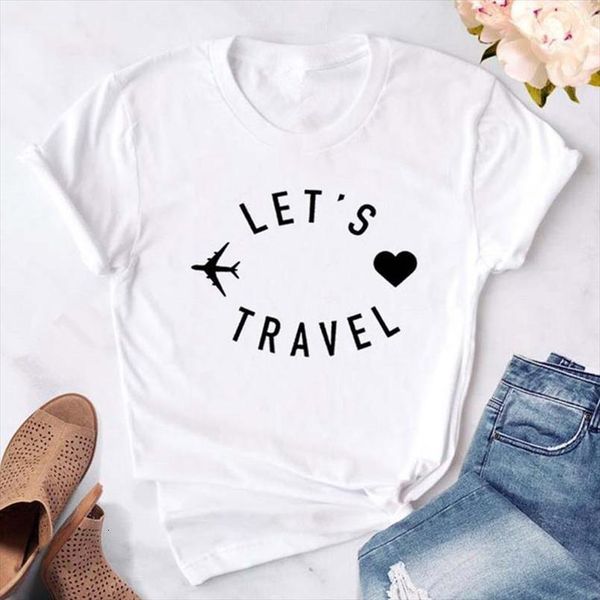 2020 fashion women t shirt summer lets travel letters printed woman tees black white casual short sleeve female clothing
2020 fashion women t shirt summer lets travel letters printed woman tees black white casual short sleeve female clothing