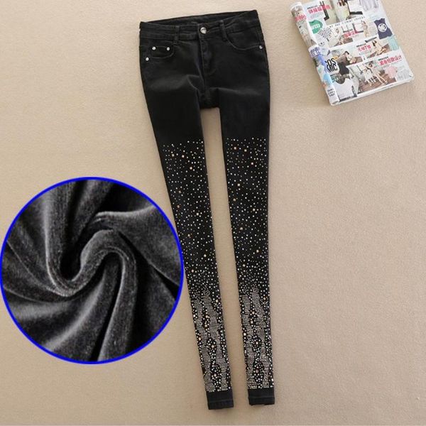2020 new high waist winter thick velvet women diamond rhinestone skinny pencil jeans plus size 26-32, Blue
2020 new high waist winter thick velvet women diamond rhinestone skinny pencil jeans plus size 26-32, Blue