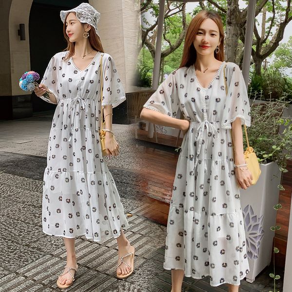 5837# maternity clothes summer chiffon v neck short sleeve loose stylish dress for pregnant women pregnancy clothes, White
5837# maternity clothes summer chiffon v neck short sleeve loose stylish dress for pregnant women pregnancy clothes, White