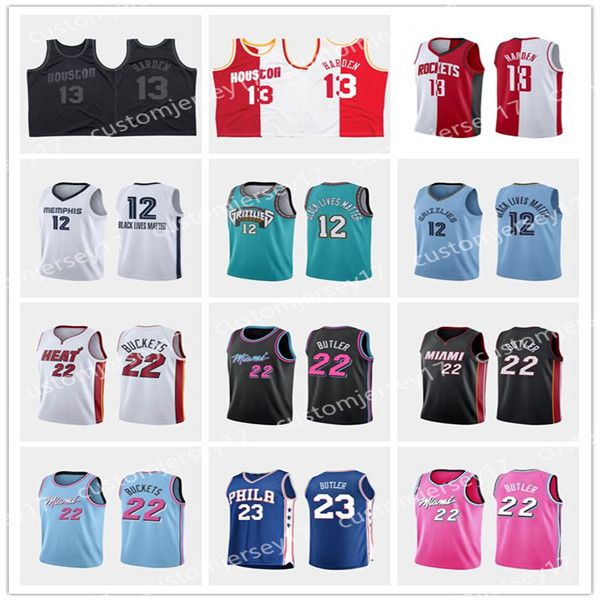 ncaa 13 harden 21 embiid 22 butler high school 12 morant jerseys college basketball ja jimmy james joel city jersey, Black