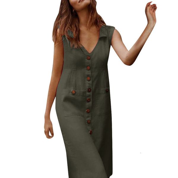 clothes 2020 dress women summer dress casual solid with button sleeveless mid polyester dress, Black;gray
clothes 2020 dress women summer dress casual solid with button sleeveless mid polyester dress, Black;gray