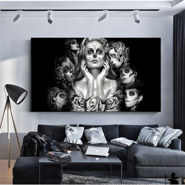 skull girls canvas art wall paintings black women wall pictures posters and prints for living room wall decor
skull girls canvas art wall paintings black women wall pictures posters and prints for living room wall decor