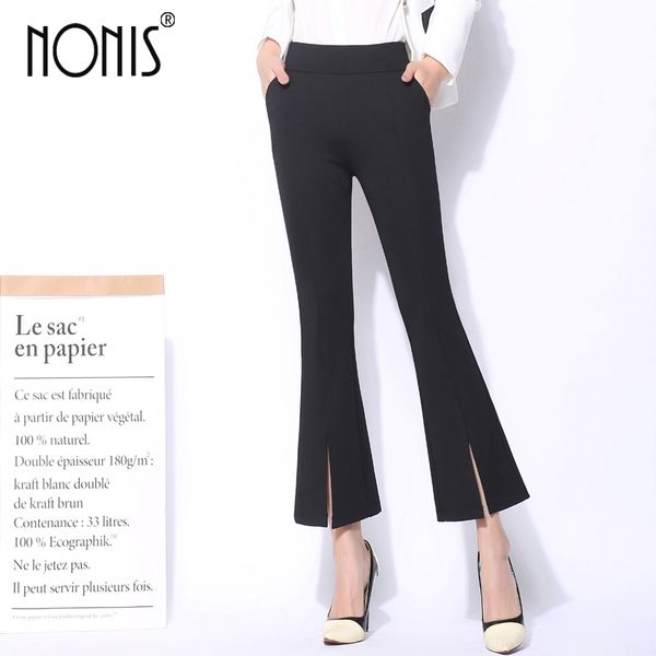 women's pants & capris nonis spring women fashion flared side slit split calf length elastic waist fabric solid female size 2021, Black;white
women's pants & capris nonis spring women fashion flared side slit split calf length elastic waist fabric solid female size 2021, Black;white