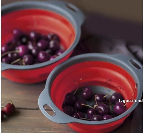 round fruit vegetable washing basket foldable silicone colander strainer collapsible drainer with handle kitchen tool 2pcs/set ldh146 
round fruit vegetable washing basket foldable silicone colander strainer collapsible drainer with handle kitchen tool 2pcs/set ldh146