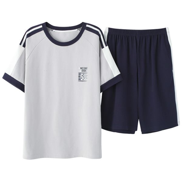 men's sleepwear pajamas set summer cotton short sleeve trousers korean version of loose home service men, Black;brown
men's sleepwear pajamas set summer cotton short sleeve trousers korean version of loose home service men, Black;brown