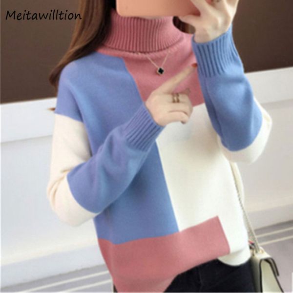 women's sweaters autumn winter plaid pullover casual loose long sleeve turtleneck knitted sweater 2021 women korean jumper, White;black
women's sweaters autumn winter plaid pullover casual loose long sleeve turtleneck knitted sweater 2021 women korean jumper, White;black