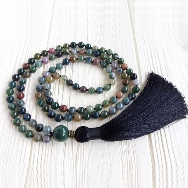108 mala beads spiritual necklace mans buddhist prayer beads knotted necklace 6mm mala black tassel jewelry gift for men, Silver
108 mala beads spiritual necklace mans buddhist prayer beads knotted necklace 6mm mala black tassel jewelry gift for men, Silver