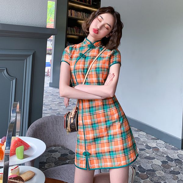 new arrival womens vintage cheongsam modified chinese plaid qipao dress ladies retro qi pao modern clothing cotton cheongsam, Red
new arrival womens vintage cheongsam modified chinese plaid qipao dress ladies retro qi pao modern clothing cotton cheongsam, Red
