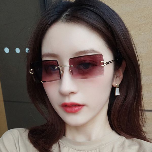 new classic frameless trim sunglasses women vintage square gradient color sun glasses fashion retro street sglasses, White;black
new classic frameless trim sunglasses women vintage square gradient color sun glasses fashion retro street sglasses, White;black