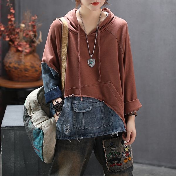 2019 new autumn all-match casual hooded artistic stitching contrast pullover sweater sweater color loose pullover women's top, Black
2019 new autumn all-match casual hooded artistic stitching contrast pullover sweater sweater color loose pullover women's top, Black