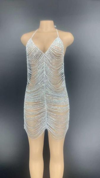 ifox see through women rhinestone dress silver halter neck open back women bar outfit, Black;red
ifox see through women rhinestone dress silver halter neck open back women bar outfit, Black;red