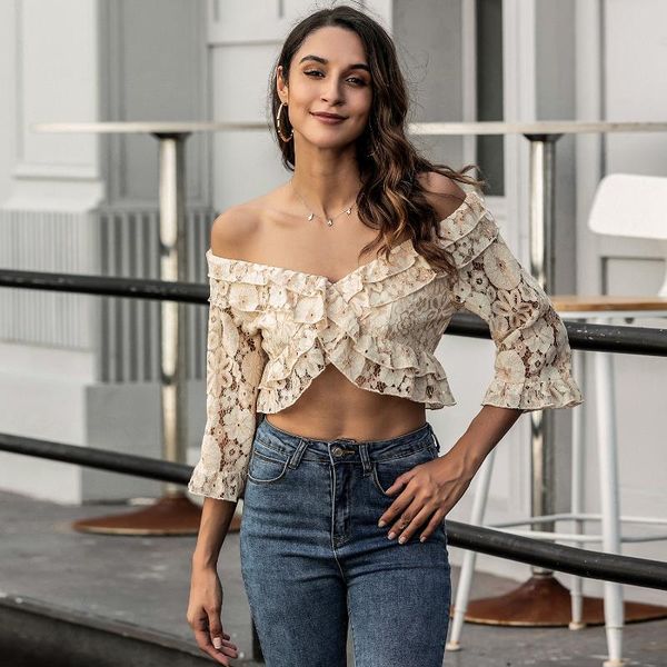 lace off shoulder cropped women 2020 autumn new fashion zip-up nine quarter sleeve blouse slim nightclub femme blouses, White
lace off shoulder cropped women 2020 autumn new fashion zip-up nine quarter sleeve blouse slim nightclub femme blouses, White