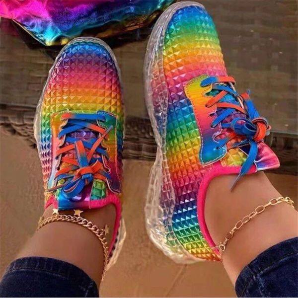 women sports shoes 2020 fashion casual rainbow sneakers comfortable transparent sole flats shoes lace up outdoor ladies trainers, Black
women sports shoes 2020 fashion casual rainbow sneakers comfortable transparent sole flats shoes lace up outdoor ladies trainers, Black