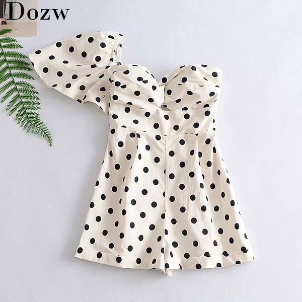 one shoulder polka dot playsuit women summer backless beach bodysuit side zipper holiday short playsuits rompers, Black;white
one shoulder polka dot playsuit women summer backless beach bodysuit side zipper holiday short playsuits rompers, Black;white