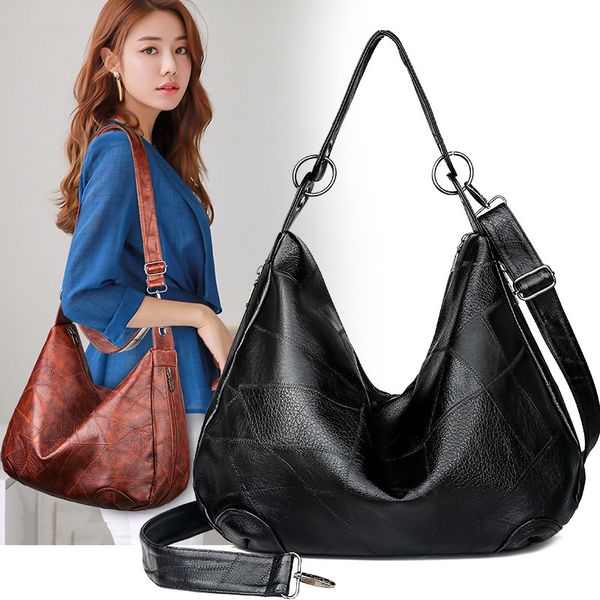 black vintage women hobos bags female shoulder bag large capacity soft patchwork oil wax leather women's handbag for mother gift
black vintage women hobos bags female shoulder bag large capacity soft patchwork oil wax leather women's handbag for mother gift