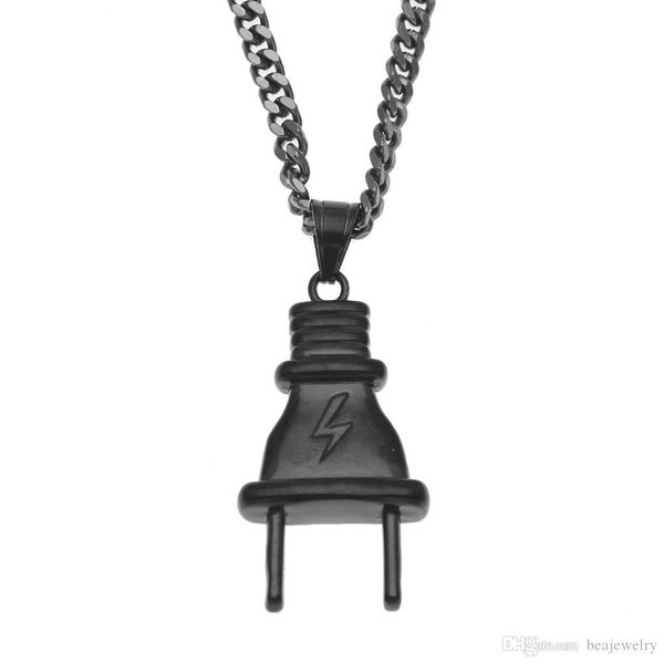men women gold black plug pendant stainless steel gold color bling hip hop necklace cuban chain fashion punk jewelry, Silver
men women gold black plug pendant stainless steel gold color bling hip hop necklace cuban chain fashion punk jewelry, Silver
