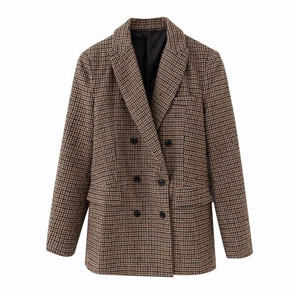 women's suits & blazers women suit autumn 2021 fashion full sleeve double breast female houndstooth blazer, White;black
women's suits & blazers women suit autumn 2021 fashion full sleeve double breast female houndstooth blazer, White;black