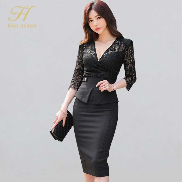 work dresses h han queen women's summer 2 pieces suits v-neck hollow out lace shirt crop + ruffles sheath bodycon pencil skirt set, White;black
work dresses h han queen women's summer 2 pieces suits v-neck hollow out lace shirt crop + ruffles sheath bodycon pencil skirt set, White;black