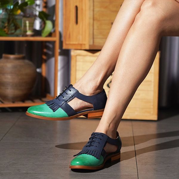 sandals genuine leather women yinzo brogues summer yellow lace up flats shoes woman tassel vintage oxford 2021, Black 
sandals genuine leather women yinzo brogues summer yellow lace up flats shoes woman tassel vintage oxford 2021, Black