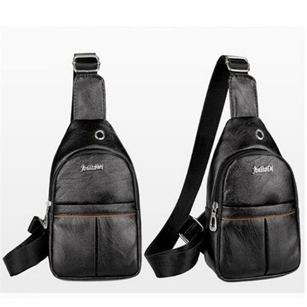 usfashion men shoulder chest bag pu zipper leather zipper usb charging for mobile phone