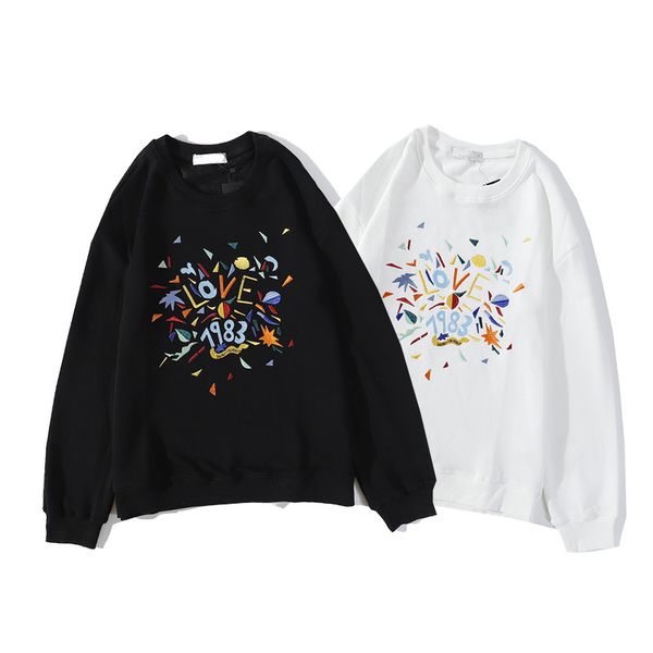 

Women's sweater 2020 popular in Europe and the United States autumn new style lovers with color Embroidery Crew Neck Sweater