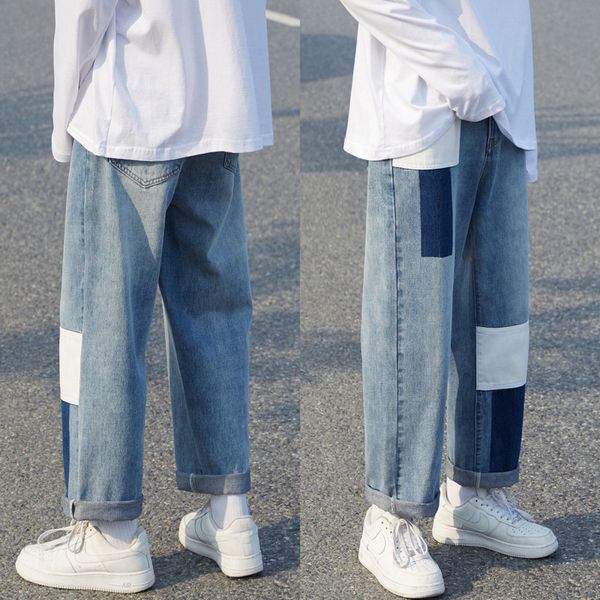 ripped patch jeans men's fashion contrast color casual retro jeans men streetwear loose hip hop straight denim trousers mens, Blue
ripped patch jeans men's fashion contrast color casual retro jeans men streetwear loose hip hop straight denim trousers mens, Blue