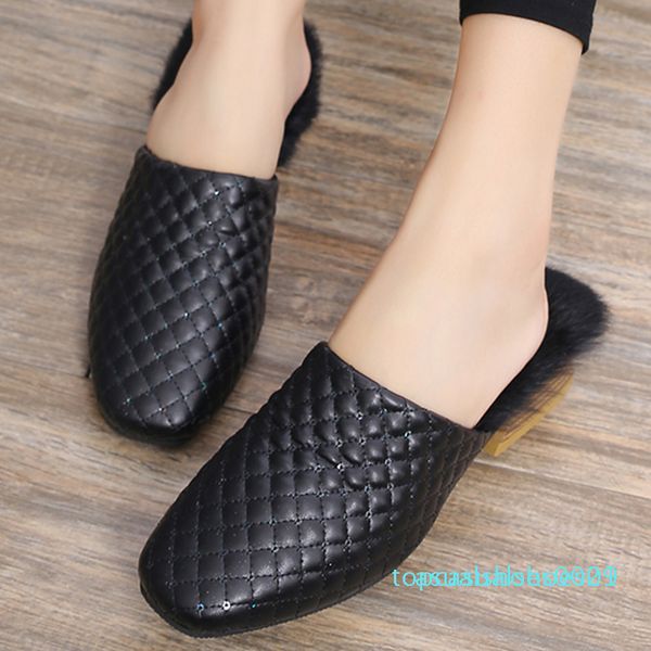 fashion autumn winter crystal plush mules woman shoes fur slippers fur flip flop slides low heels leather outside mules t01, Black
fashion autumn winter crystal plush mules woman shoes fur slippers fur flip flop slides low heels leather outside mules t01, Black