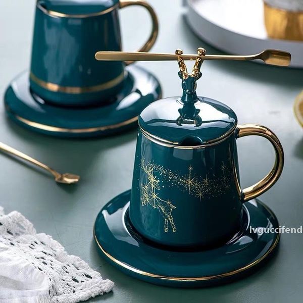 300ml fashion ceramic coffee tea mugs with lid and tray and spoon gold inlay deer bird cup t200506
300ml fashion ceramic coffee tea mugs with lid and tray and spoon gold inlay deer bird cup t200506