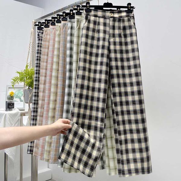 korean style women elastic waist straight plaid prints harajuku girls ankle-length silk pants korean all-match femme trousers, Black;white
korean style women elastic waist straight plaid prints harajuku girls ankle-length silk pants korean all-match femme trousers, Black;white