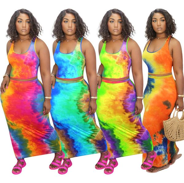 2020 summer women gradient long dress set tracksuit tie dye crop tank vest + dress two-piece clothing suit casual trendy outfits ly707, White
2020 summer women gradient long dress set tracksuit tie dye crop tank vest + dress two-piece clothing suit casual trendy outfits ly707, White