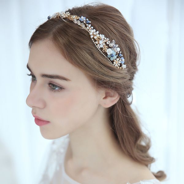 fashion blue pearl crystal headband tiara bridal wedding hair accessories floral hairband headpiece sweet hair ornament, Golden;silver
fashion blue pearl crystal headband tiara bridal wedding hair accessories floral hairband headpiece sweet hair ornament, Golden;silver