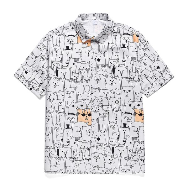 a generation of summer casual printed shirt men's cartoon floral puppy digital printing lapel shirts men, White;black
a generation of summer casual printed shirt men's cartoon floral puppy digital printing lapel shirts men, White;black