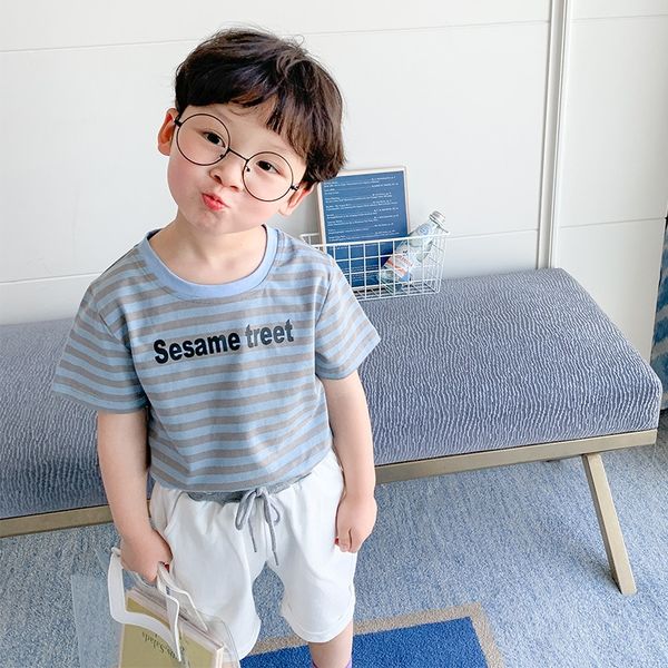 lbglu boys' short-sleeved 2020 new t-shirt children's clothing clothing summer children's baby round neck striped t-shirt cot, Blue
lbglu boys' short-sleeved 2020 new t-shirt children's clothing clothing summer children's baby round neck striped t-shirt cot, Blue